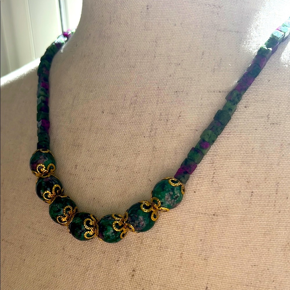 Ruby Zoisite Beaded Necklace